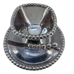 Mexican Silver/Pewter Plate, Serving Bowl & Knife